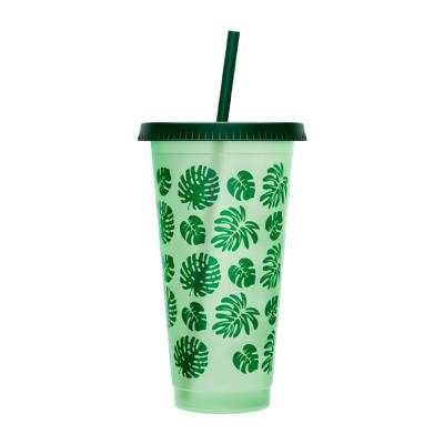 China Viable Customized Funny Factory Printing Ice Water Color Changing Plastic Travel Mug Cups With Logo Lid for sale