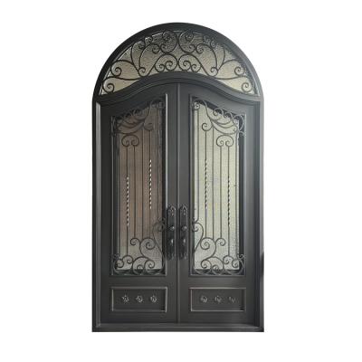 China China Supplier Exterior Double Door Wrought Iron Windproof Door for sale