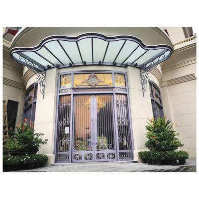 China Luxury High End Windproof Design Metal Front Double Door Entry Wrought Iron Door For Villa Te koop