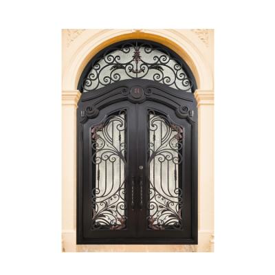 Cina Custom Professional Manufacturing External Steel Windproof Wrought Iron Door Safety Glass Double Door in vendita