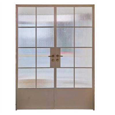 China Light Color Square Iron Art Glass Door Wrought Iron Door Windproof Front Door Te koop