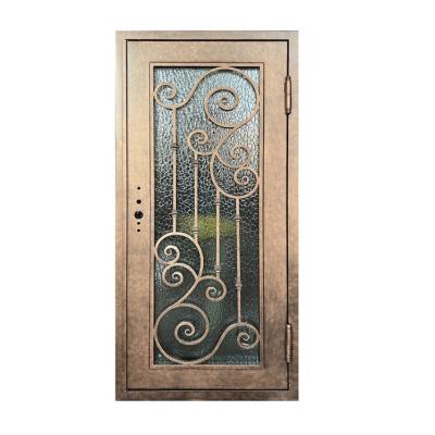 Chine High Quality Wrought Iron Front Door Entrance Iron Single Door Windproof Design à vendre