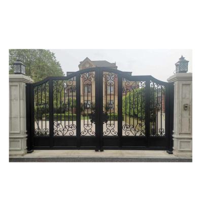 China Modern Exterior Waterproof Wrought Iron Garden Yard Doors Wrought Iron Front Door Gate for sale