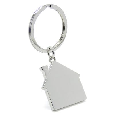 China Laser Real Estate Advertising Gifts Screen Start Key Ring Holder Realty Keyring Metal Key Chain House Shaped for sale