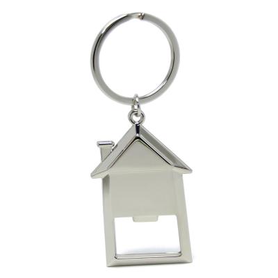 China Laser Real Estate Agency Company Beer Opener Key Chain Ring Holder Realty Metal House Home Tag Keychain for sale