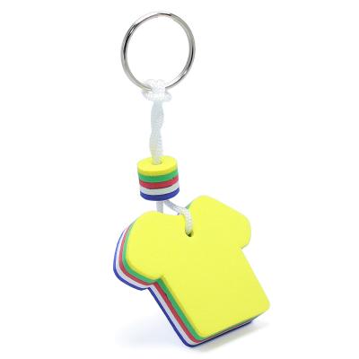 China Printing EVA Swimming Gifts Custom Foam T-shirt Key Chain Floatable Water Sports Kayak Rafting Key Chain Ring Holder Floating Keychain for sale