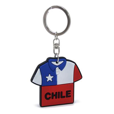 China New Fashion Custom Mini Silicone Cute Tourists T-shirt Promotional Injection Chile Souvenirs Charm Rack Pendants PVC Key Chain for sale