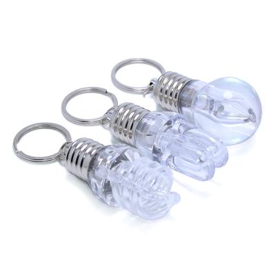 China Mini Bulb Lamp Key Chain Ring Holder Keyring Clear Lamp Torch Light Gifts LED Acrylic Keychain Colorful Acrylic Bulb Key Chain for sale