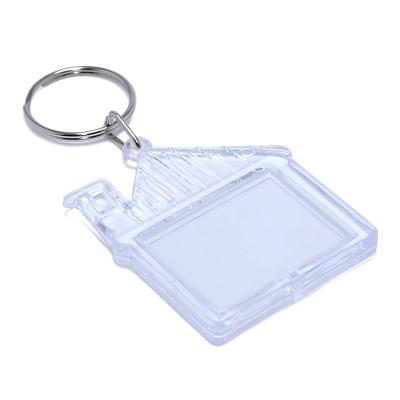 China Sales Promotion Plastic Bedroom DIY Key Chain Sight White Clear Plastic Transparent Wholesale Acrylic Photo ABS Picture Insert Key Ring Key Chain for sale