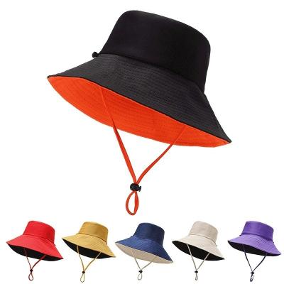 China Large Cozy Sunscreen Sunshade Sunshade Sunshade Hat Dual Protection UV Canopy Basin Hat Windproof Windproof Gutters Rope Hat Adults for sale