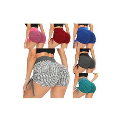 China The Tik Tok Women Yoga Shorts Fitness Sports Gym Butt Breathable Workout Crac! crack! Straight Ruched High Waisted Shorts for sale