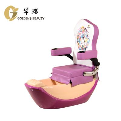 China Soft Purple Leather Foot Spa Kids Spa Beauty Salon PU Beauty Salon Massage Pedicure Chair With Bowl for sale