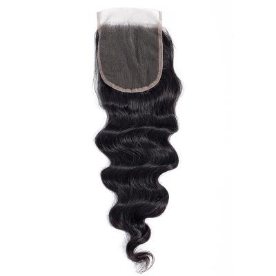 China WAVE Trio 130% Density 4X4 Lace Closure Deep Loose Deep Cuticle Aligned Mink Indian Human Hair Closure for sale