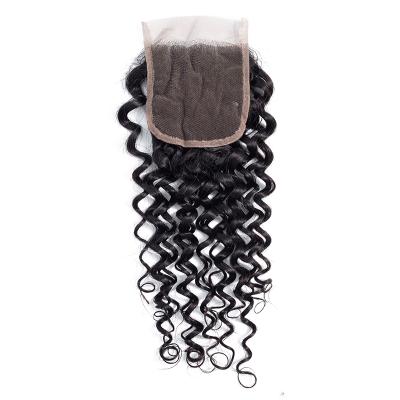 China Water Wave Trio 130% Density 4X4 Water Wave Lace Closure Cuticle Aligned Mink Indian Human Hair Closure for sale