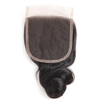 China Loose Wave Trio 130% Density 4X4 Wave Lace Closure Cuticle Aligned Mink Brazilian Human Hair Closure for sale