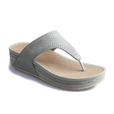 China Fashion Trend Summer Ladies Flip Flop PU Leisure Sandals With Thick Soles for sale