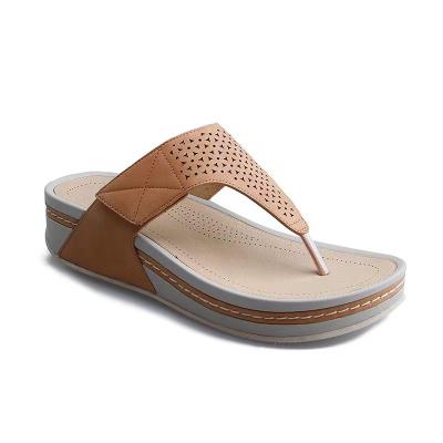 China Fashion Trend Summer Ladies Flip Flop PU Leisure Sandals With Thick Soles for sale