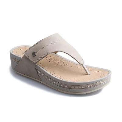 China Fashion Trend Summer Ladies Flip Flop PU Leisure Sandals With Thick Soles for sale