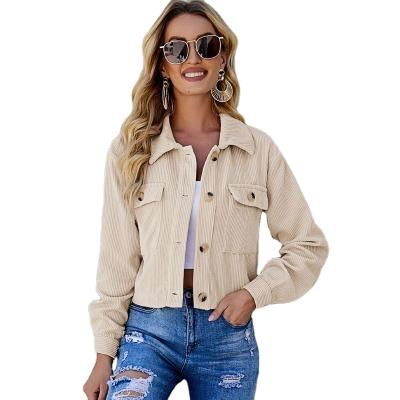 China Top Selling Women's Coats Anti-wrinkle Short Solid Button Down Corduroy Cardigan Women's Jackets for sale