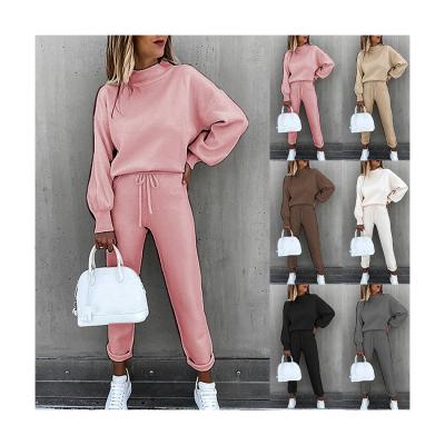 China C1 QUICK DRY Women Loungewear Sets Yoga Fitness Pants Solid Color Lounge Women 2 Piece Crop Top Jogger Set 2021 Causal Two Piece Sets for sale