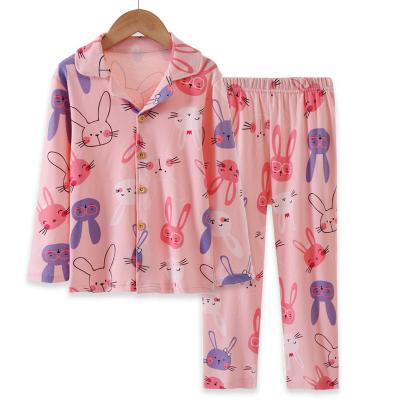 China PRINT Touch Thermal Factory Custom Comfortable Girls Sleepwear Full Down V Neck Kids Sleepwear Cotton Kids Pajamas for sale