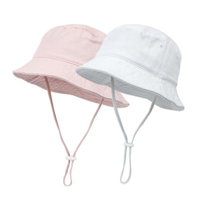 China Cotton Baby Sun Hat Bucket Hat UV Protection Beach Hat With Adjustable Strap Hat Boy Girl Windproof Hats for sale