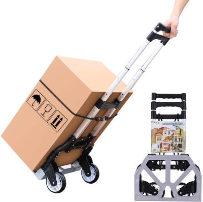 China Foldable Platform Durability Ease of Use Folding Hand Truck Cart 165 Pound Load Capacity 2-Wheel Heavy Duty Cart Luggage Cart with Telescoping Handle for sale