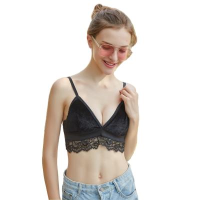 China New Comfortable QUICK DRY Women Anti-Pumped Chest Envelope Bra Collection Vice Milk Anti-Droop Lace Gathered Wire Free Crop Top Bra for sale