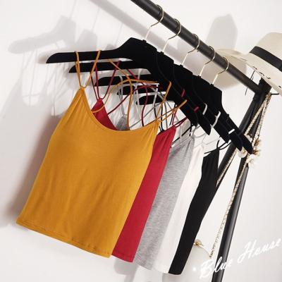 China QUICK DRY girl back slim cross condoles belt beauty back vest with chest pad double spaghetti tie backless bottom crop top bra for sale