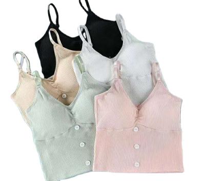 China New button QUICK DRY Vest with v neckline halter top and cropped top avoid using underwear beatuiful back camisole for sale