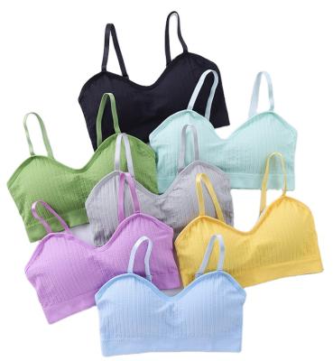 China New QUICK DRY Seamless Beauty Halter Back Girl Yoga Wrapped Chest Bra Strapless Puberty No Rims Sports Bra for sale