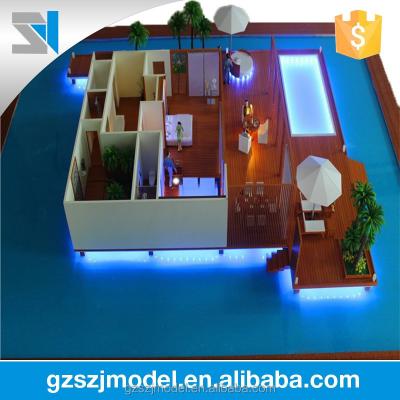 China Perfect lighting residential 3d building interior model, building model pointing to beach house for sale