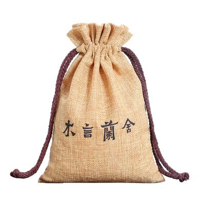 China Reusable Customizable Hessian Sack Wholesale Small Jute Bags Burlap Bags Jute Jute Drawstring for sale