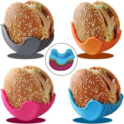 China Viable Washable Burger Staple Kids Reusable Silicone Sandwich Silicone Burger Holders For Party Home for sale