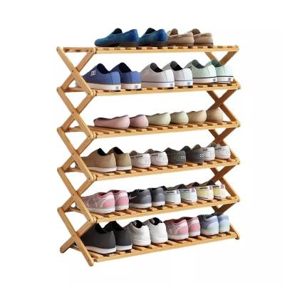 China Foldable 2 3 4 5 6 Tier Custom (Size) Adjustable Shoe Rack Wooden Bamboo Pair Shoe Shelf Storage Organizer for Small Spaces for sale