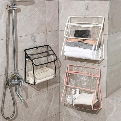 China Eco-friendly Durable Laundry Basket Bathroom Shower Organizer Bathroom Hanging Storage Waterproof Wall Mounted Bag for sale