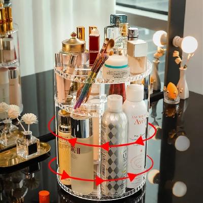 China Eco - Friendly Acrylic Plastic Rotating Cosmetic Organizer For Tabletop for sale