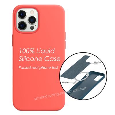 China Anti-drop for iPhone 12 Magsafing Phone Case, iPhone 12 Mini Liquid Silicone Case with Magnet Wireless Charging Circular Inside for sale