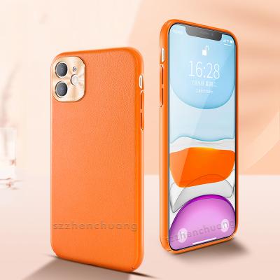 China Full Metal Camera Protective Metal Camera Cover Imitate Leather Phone Case For iPhone 11 XS, Luxury Colorful Huawei Texture Hard PC Leather Case for sale