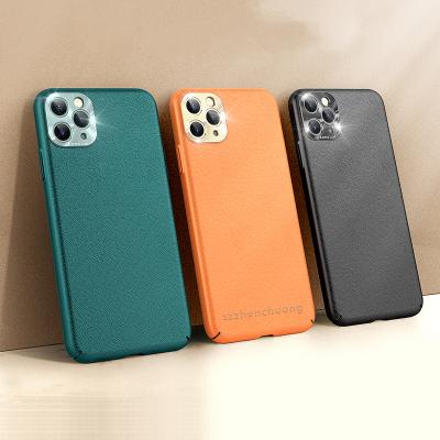 China Coming New Metal Camera Protective For iPhone 11 Cell Phone Case Cheap Price Leather Texture PC Phone Case For Huawei P40 Cover With Metal Lens for sale