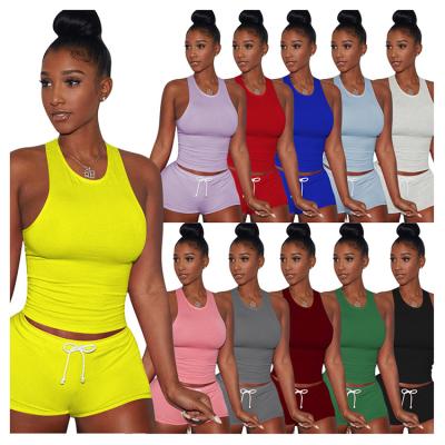 China Anti-pilling 2020 Summer Style 2 PCs Street Sweatsuit Sexy Tracksuit Suits Women Two Piece Clothing For Women Shorts Two Piece Set for sale