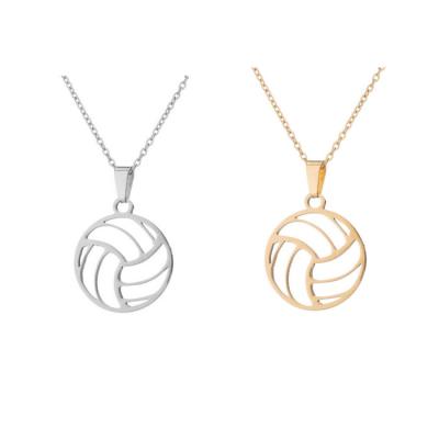 China Trendy Volleyball Jewelry Volleyball Jewelry Ball Fashion Stainless Steel Volleyball Charm Pendant Necklace for sale