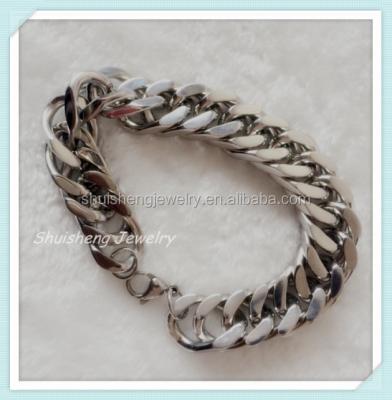 China New Design Stainless Steel Bracelet Plain Fashion Bracelet Men's Silver Chains for sale