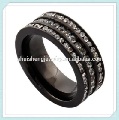 China Stainless Steel 2015 High Quality Black Plated 316l Stainless Steel Rings With Diamond for sale