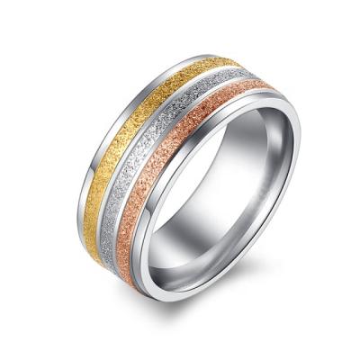 China Race Discrimination Three Stainless Steel Women Wedding Band Fashion Stainless Steel Rings Personalized for sale