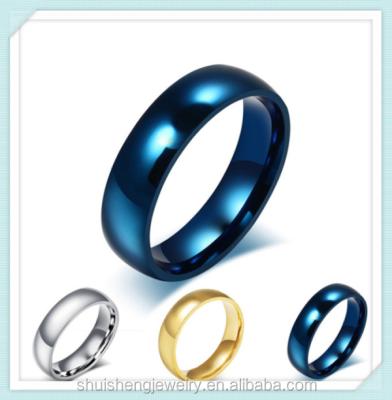 China Blue Wholesale Simple Design 6mm Width Stainless Steel Classis White/Gold/Silver Ring Stainless Steel Custom for sale