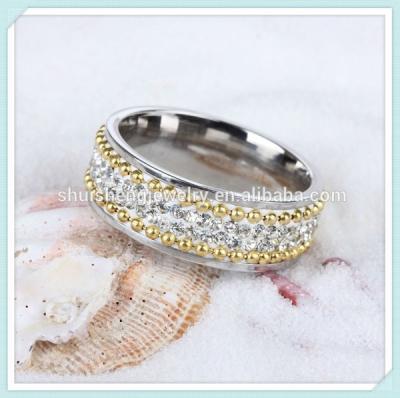 China Stainless Steel Fashion Gold Silver Chain And Crystal Italian Design Ring for sale