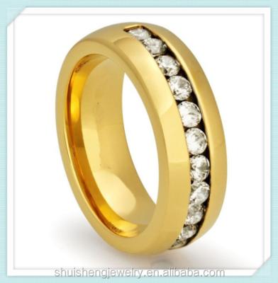 China High quality stainless steel 8 mm width hotsale design stainless steel fashion diamond gold ring for sale