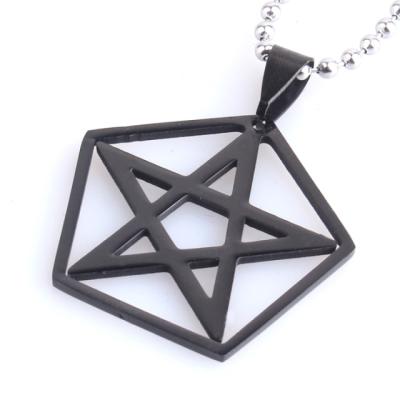 China Stainless Steel New Arrival Latest Design Star In Pentagon Black Plated Stainless Steel Star Pentagon Wholesale Pendant for sale