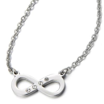 China Fashion design hotsale silver stainless steel crystal pavé infinity pendant for sale for sale